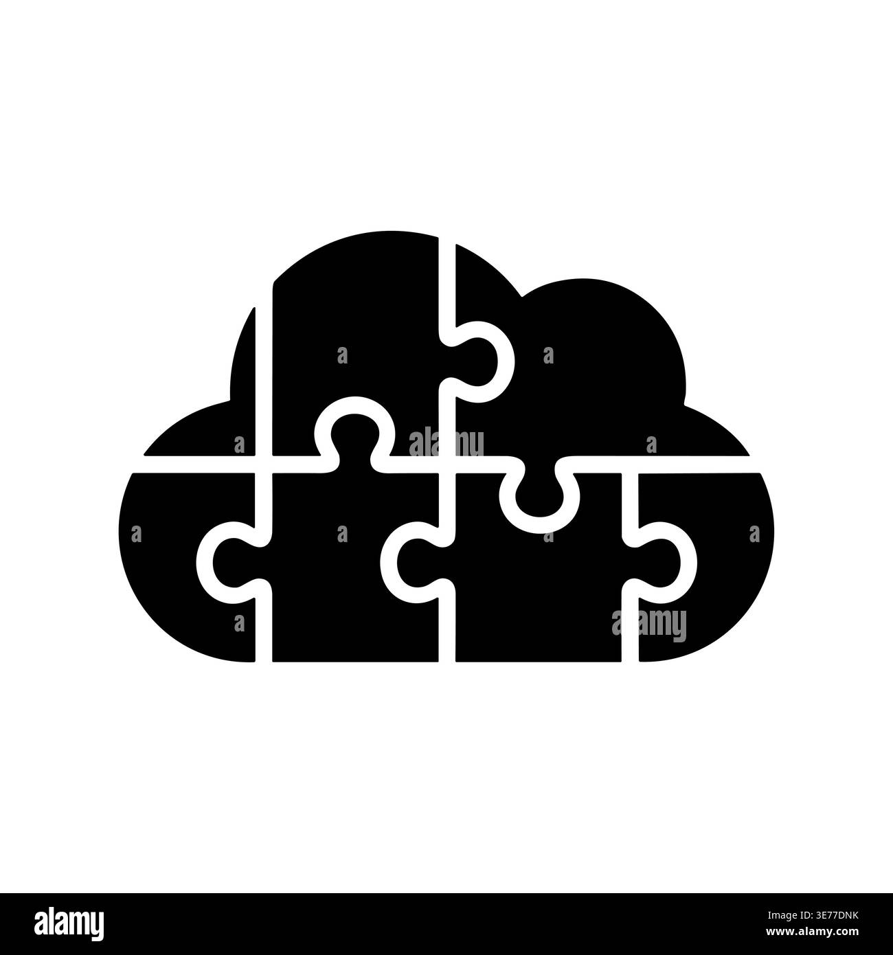 Cloud computing puzzle pieces concept, simple black vector illustration Stock Vector