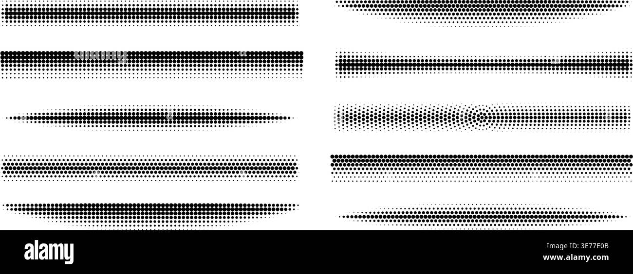 Line Fade Graphics Halftone line dividers with dot pattern texture. Gradient borders and ...