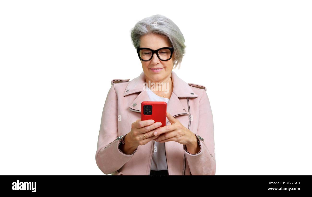 Senior woman using smart phone for modern communication Stock Photo