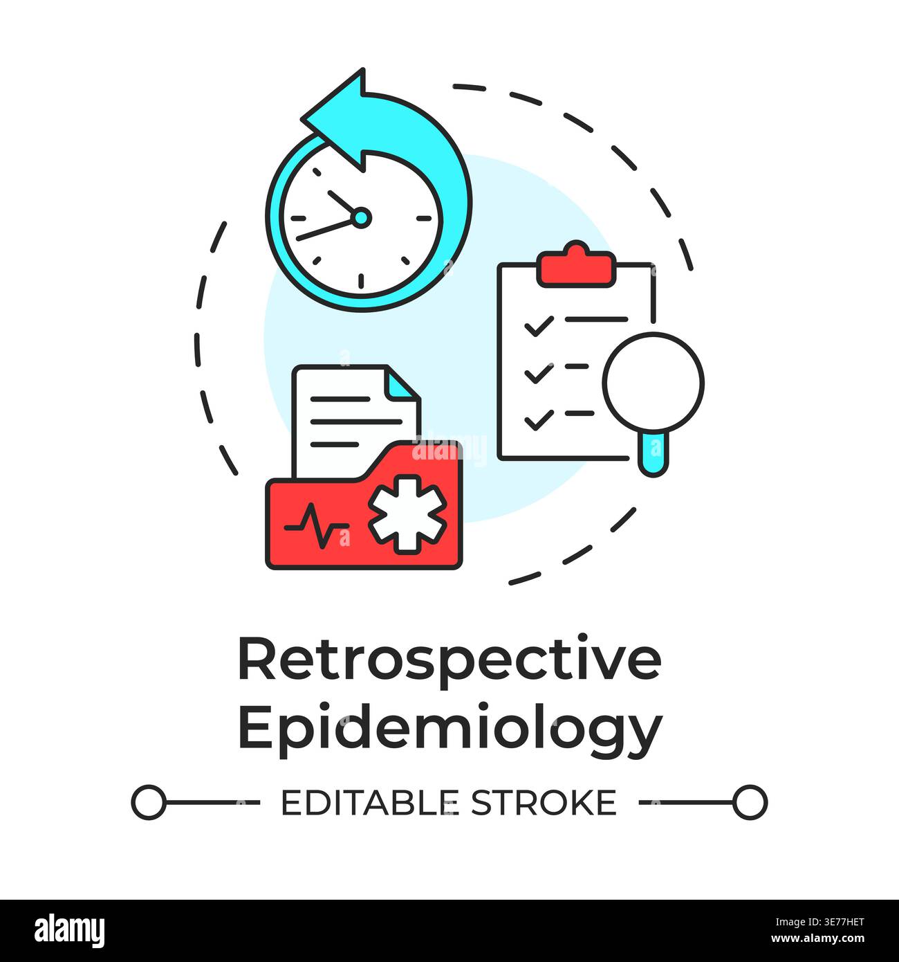 Retrospective epidemiology multi color concept icon Stock Vector