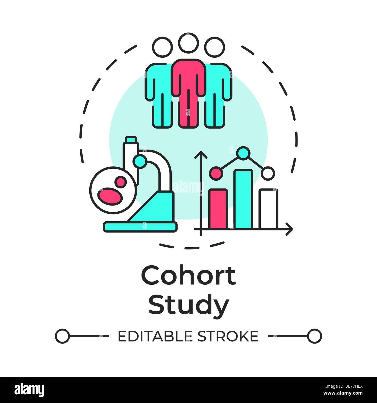 Cohort study multi color concept icon Stock Vector