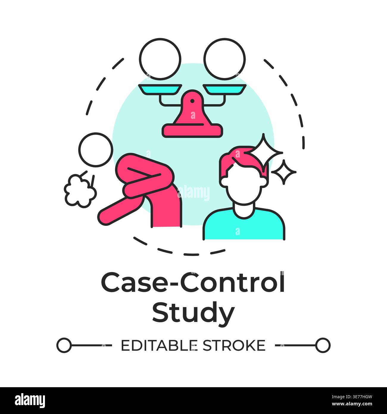 Case control study multi color concept icon Stock Vector