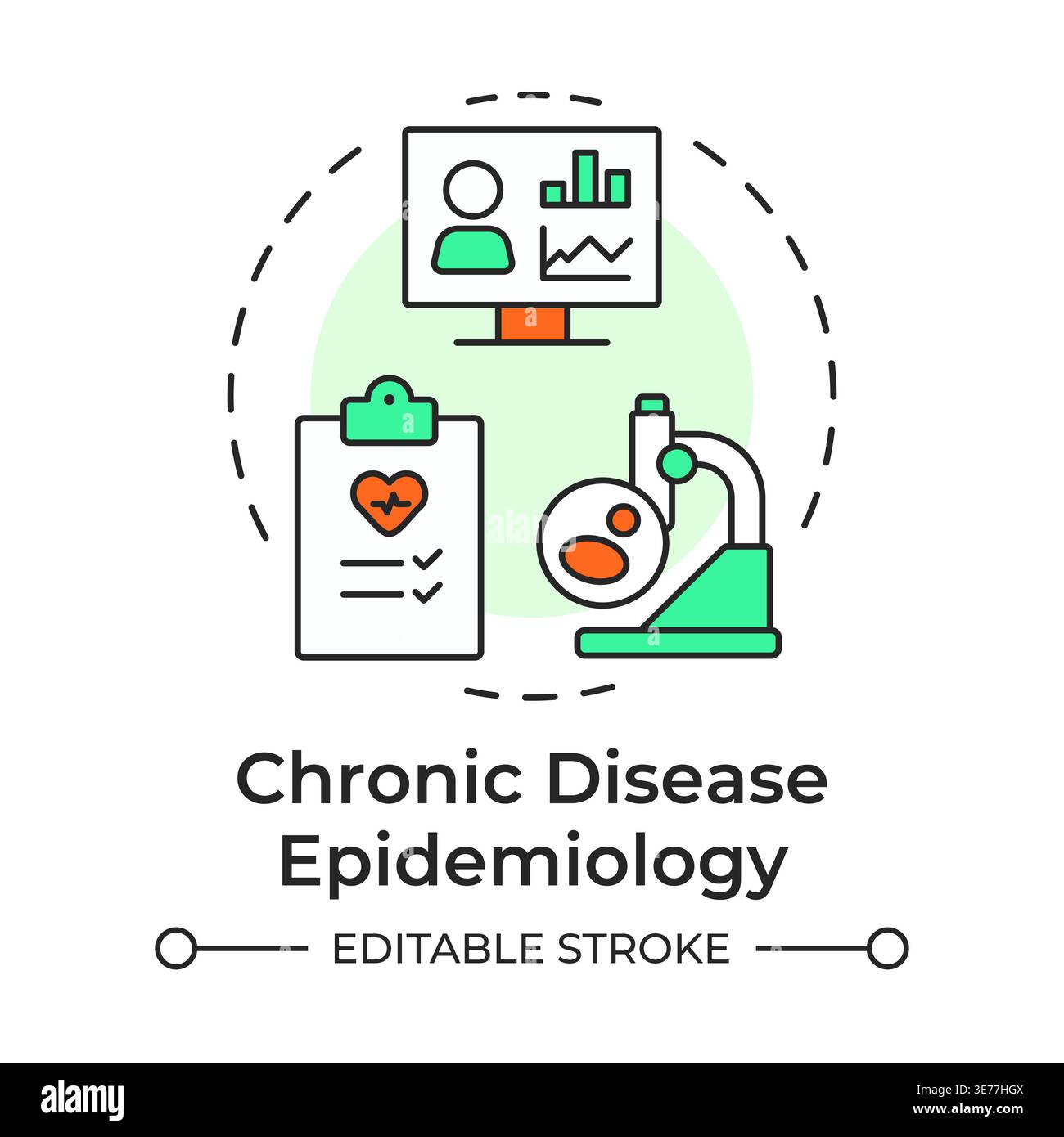 Chronic disease epidemiology multi color concept icon Stock Vector