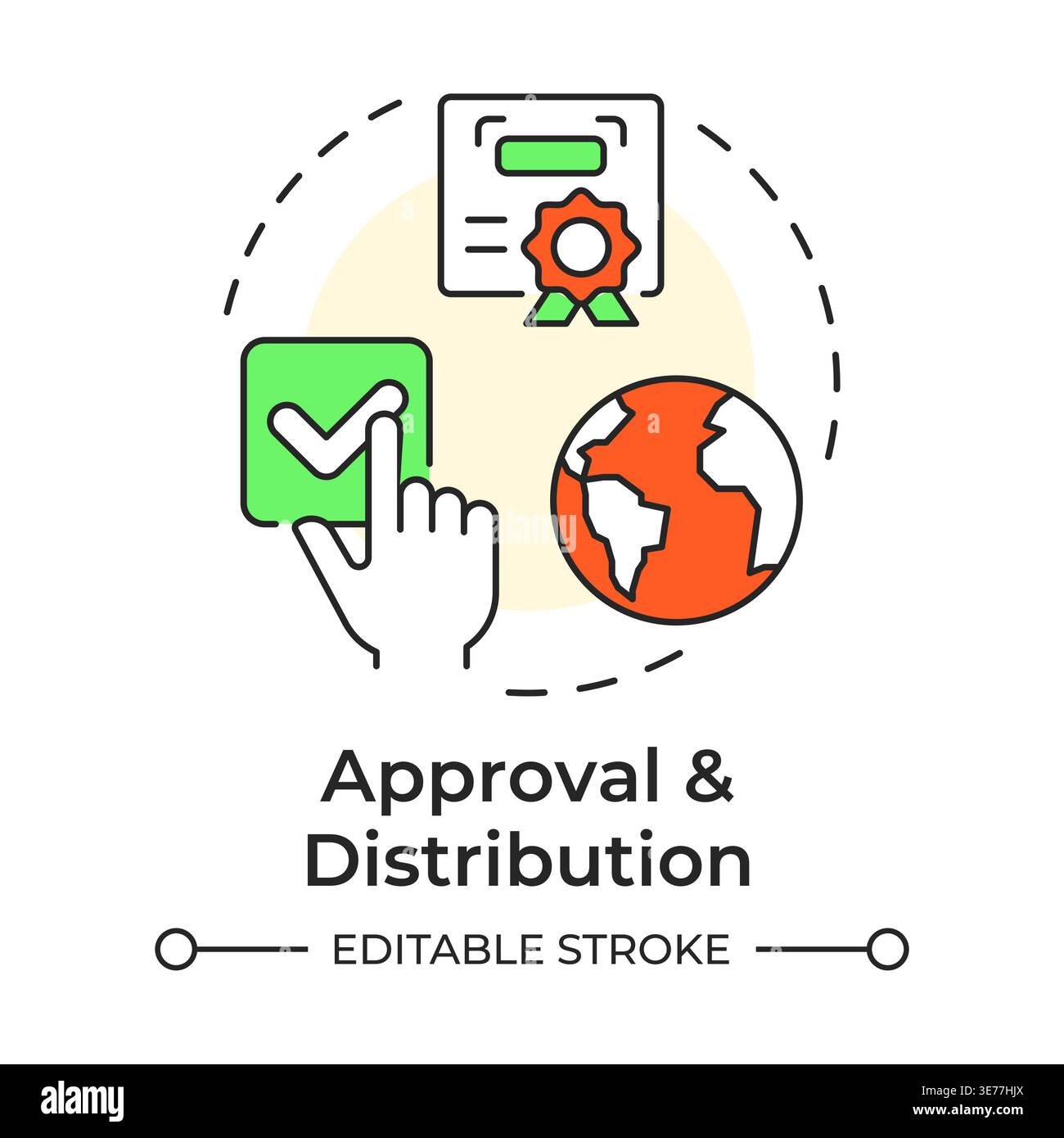 Approval and distribution multi color concept icon Stock Vector