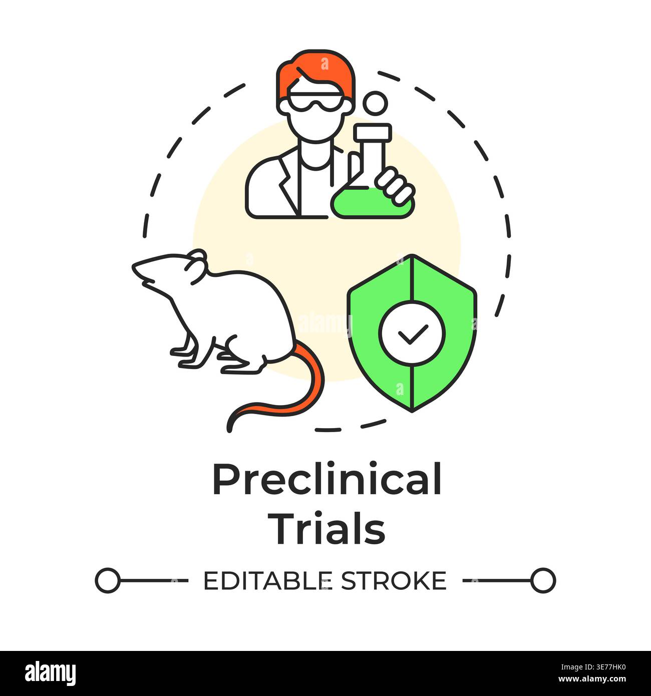 Preclinical trials multi color concept icon Stock Vector