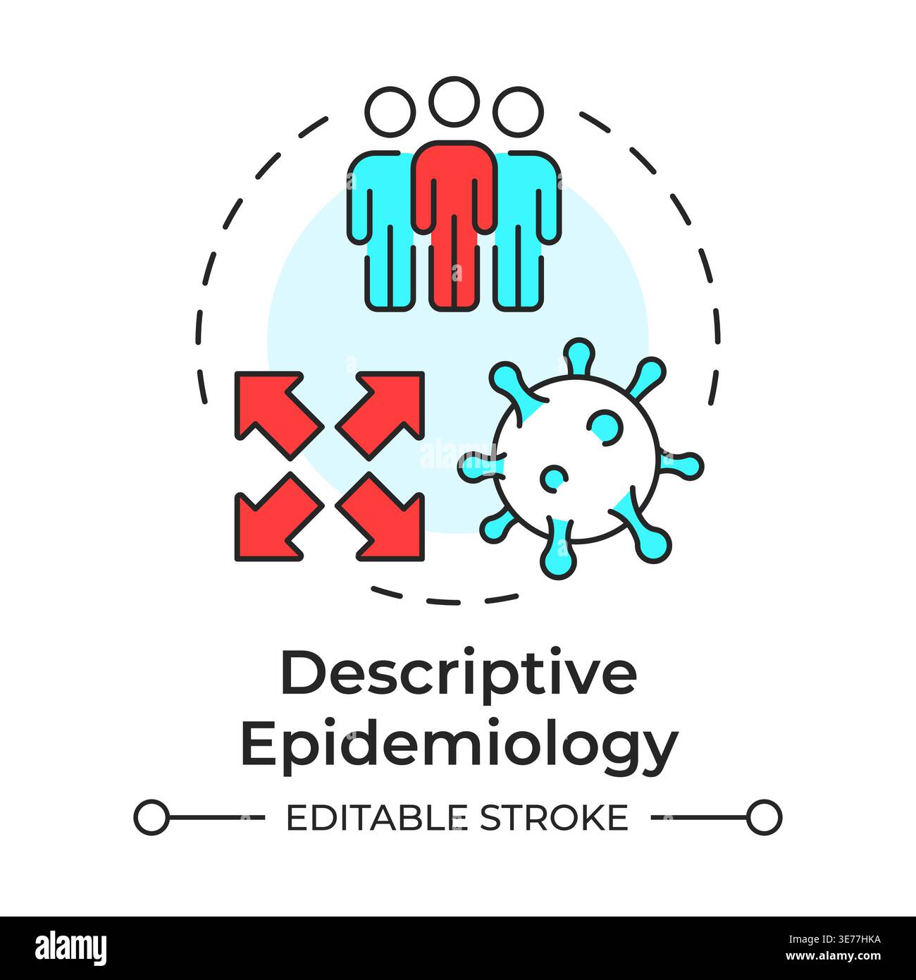 Descriptive epidemiology multi color concept icon Stock Vector