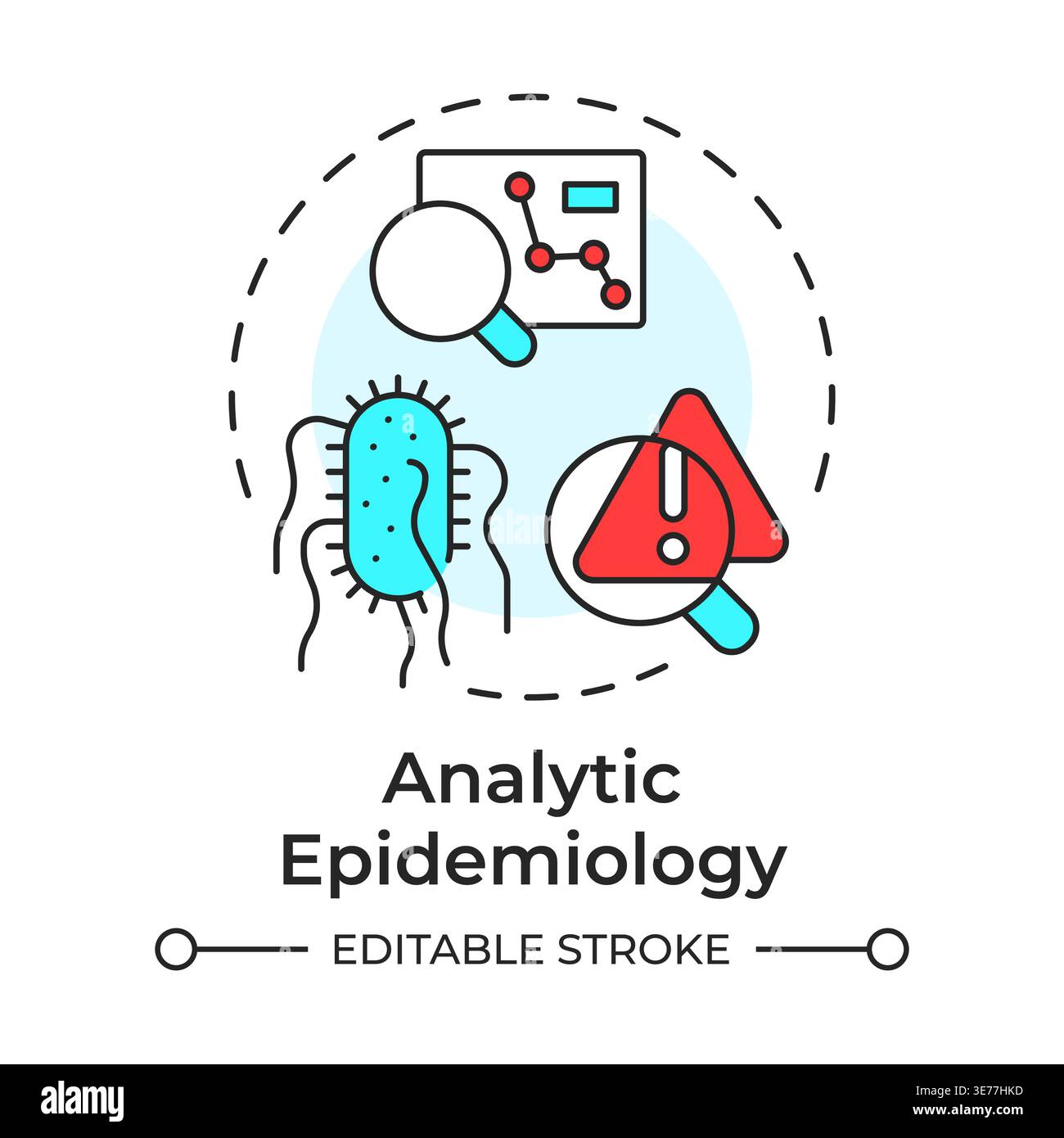 Analytic epidemiology multi color concept icon Stock Vector
