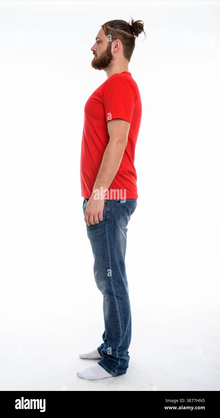 Wearing red top and blue jeans hi-res stock photography and images - Alamy