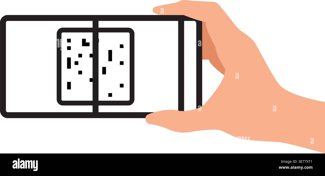 Smartphone scanning QR code icon, vector illustration. Stock Vector