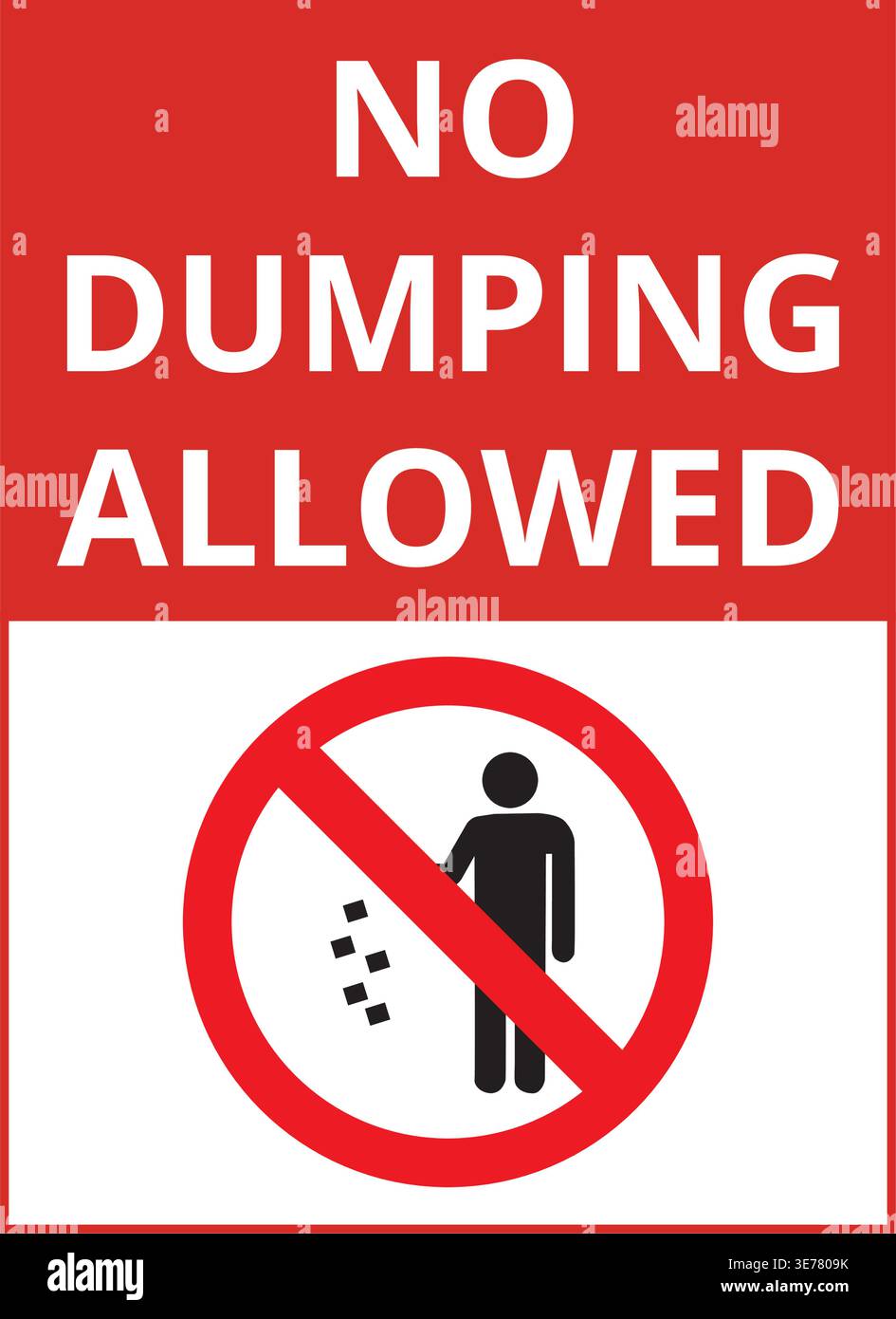 No dumping allowed sign isolated on a white background Stock Vector