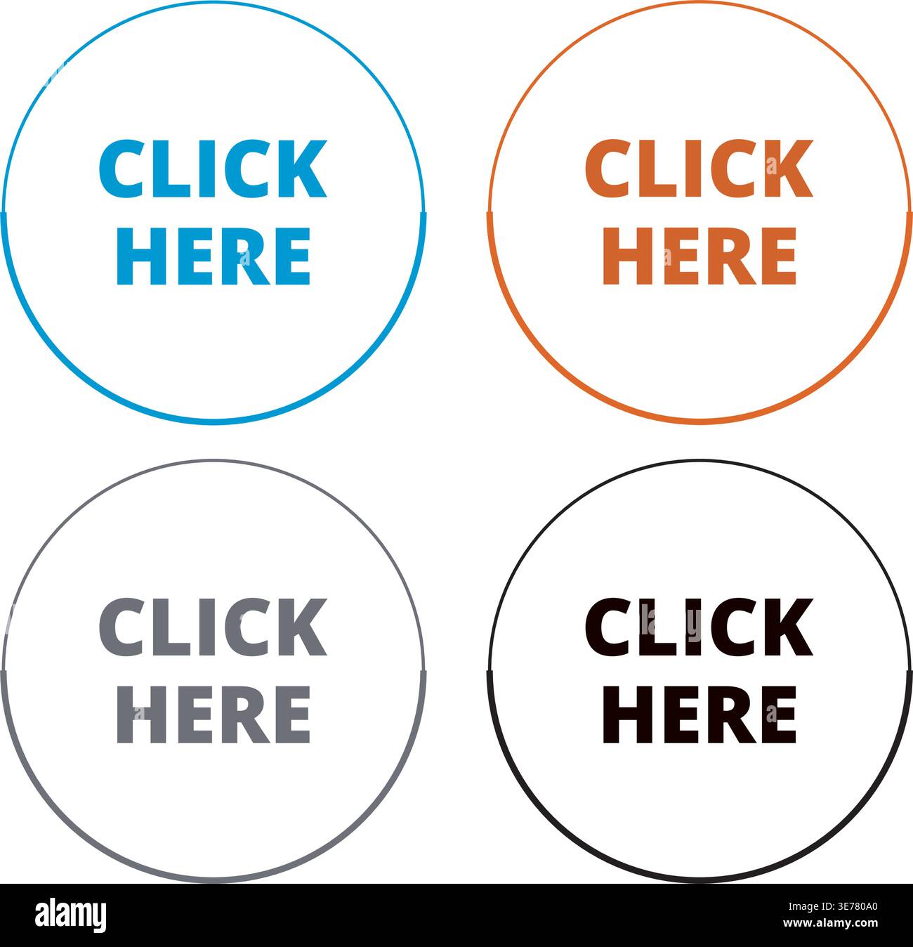 Round thin click here button on a white background Stock Vector