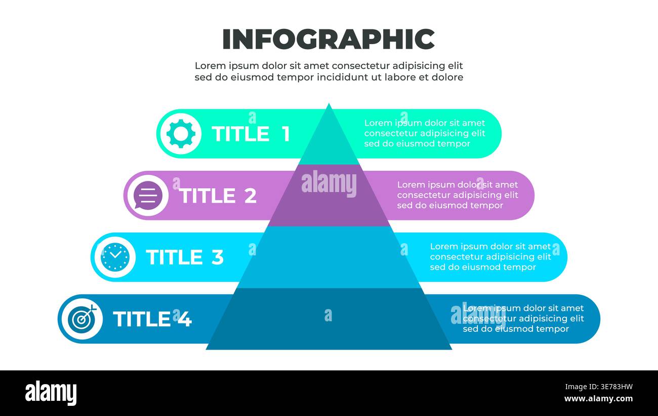 Pyramid-Structured Infographic with Four Horizontal Sections Vector Illustration Stock Vector