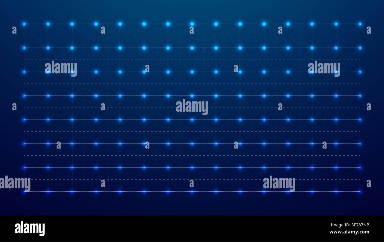 Grid Tech Background In Blue Pattern Line Square Data Interface Hud  Stock Vector