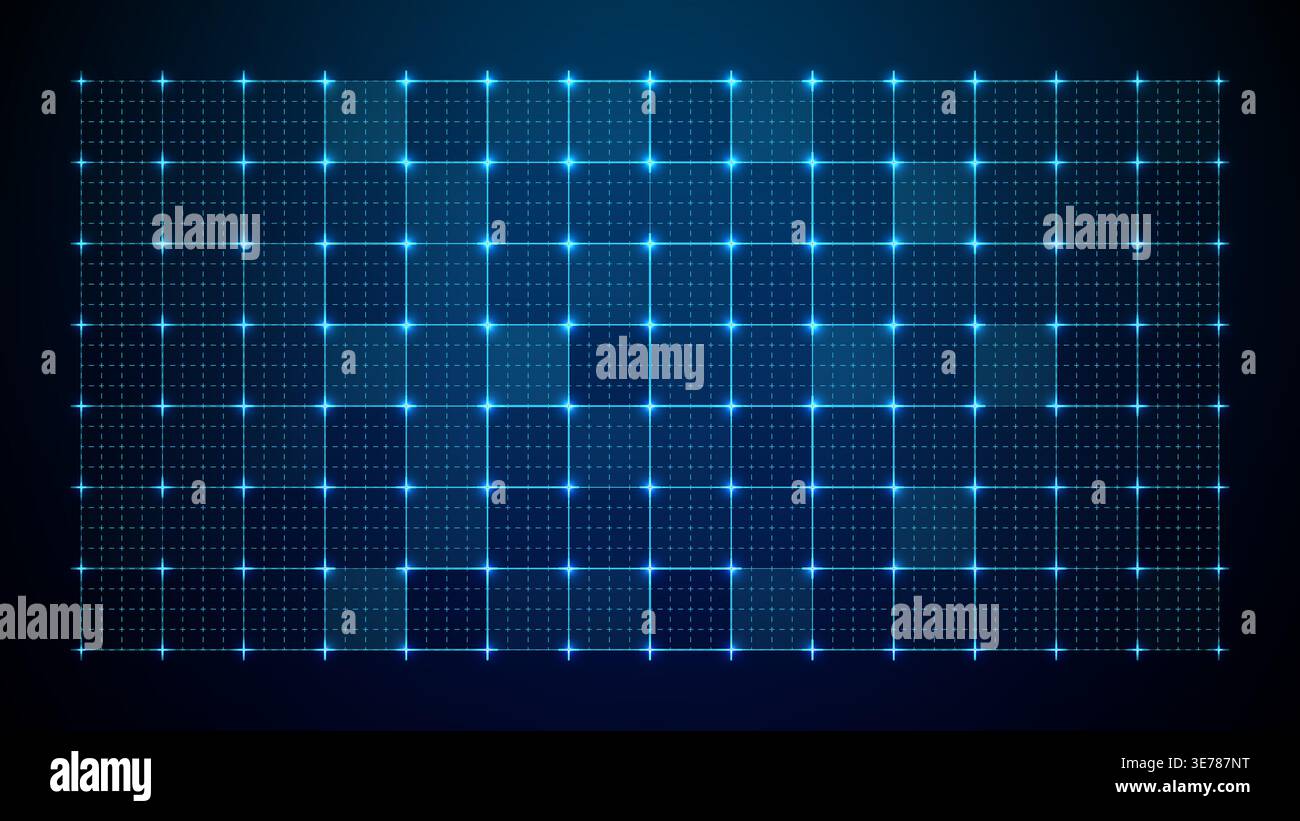 Grid Tech Blue Pattern With Line Square Data Interface Hud Elements. Stock Vector