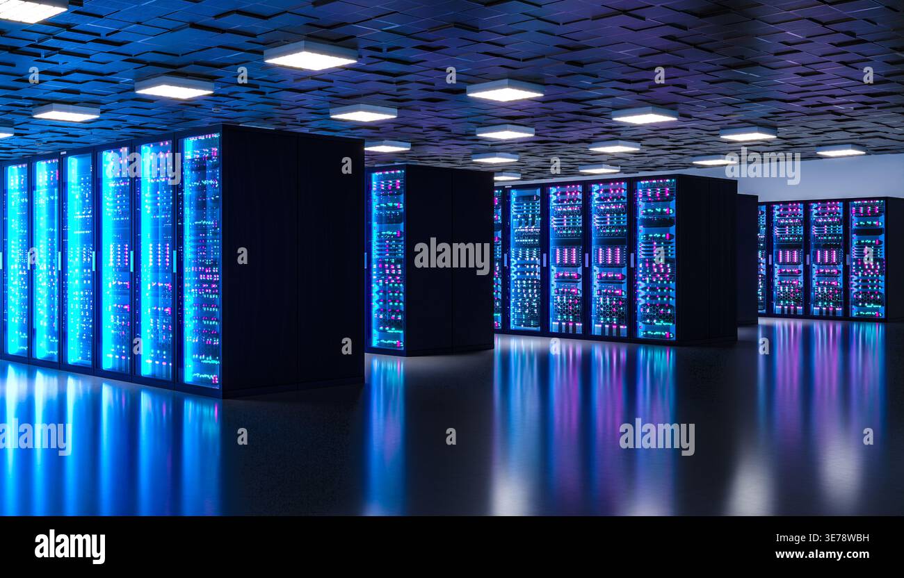 Server racks 3d  modern data center Stock Photo