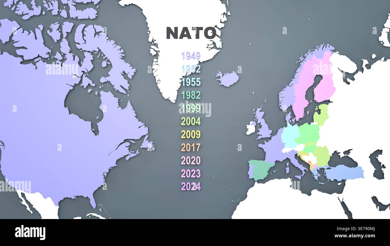 Natmo Map Map of the 32 NATO members with the date of their joining. Timeline of ...