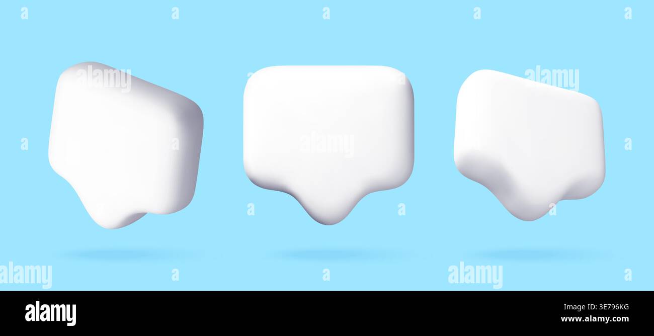 Three white 3D message bubbles Stock Vector