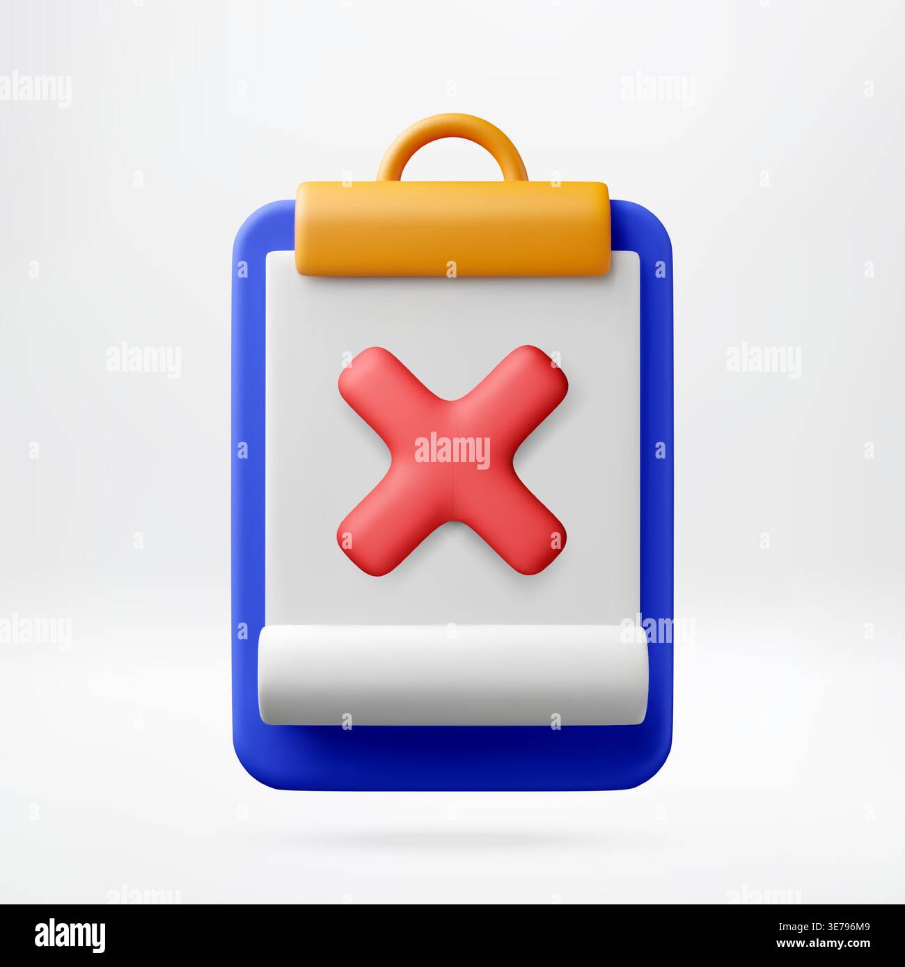 3D Clipboard with red cross symbol. Stock Vector