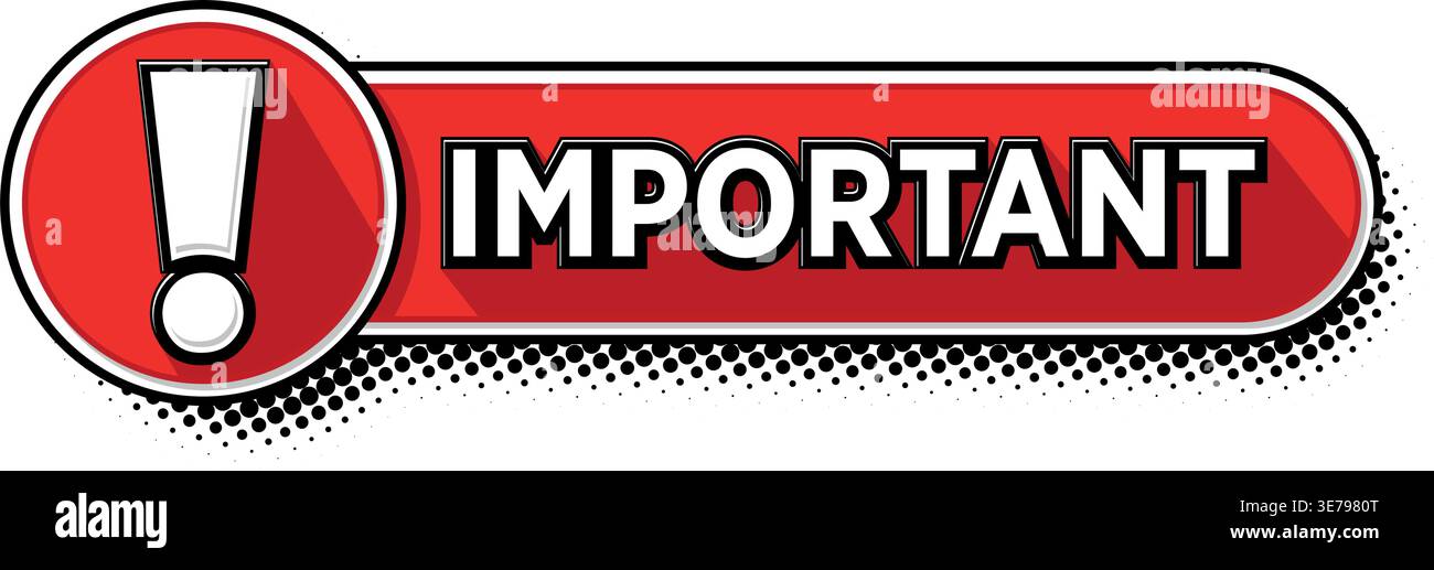 Important notice or message. Red vector banner with exclamation mark Stock Vector