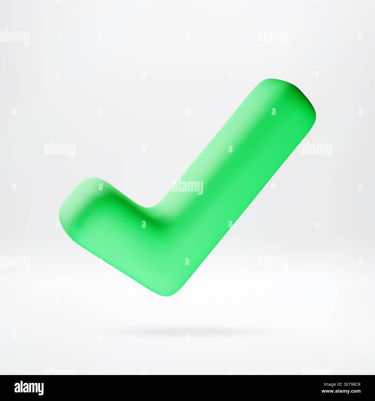 Green check mark symbol in 3d render. Stock Vector