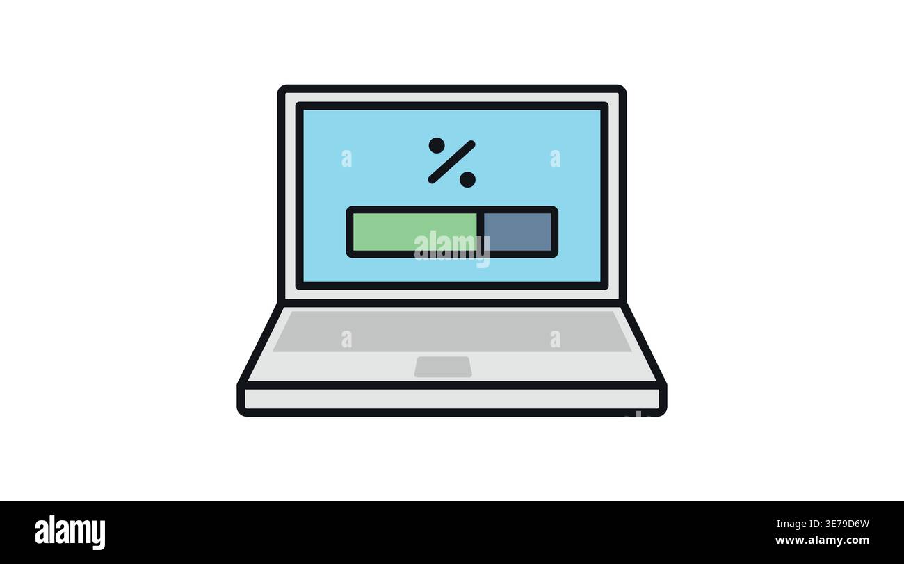 Laptop software update and loading progress icon Stock Vector