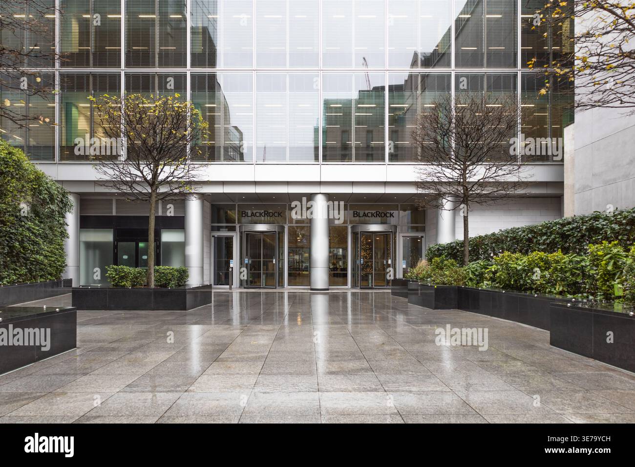 Entrance to the BlackRock corporate headquarters building. London, UK ...
