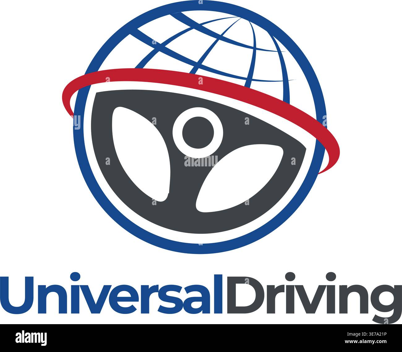 Steering wheel and globe logo Stock Vector