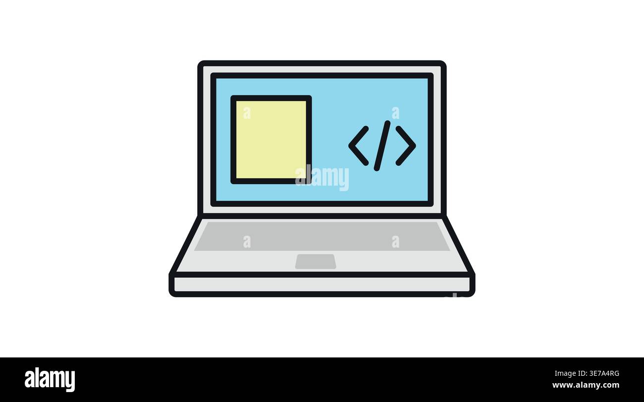 Laptop web development and coding icon Stock Vector