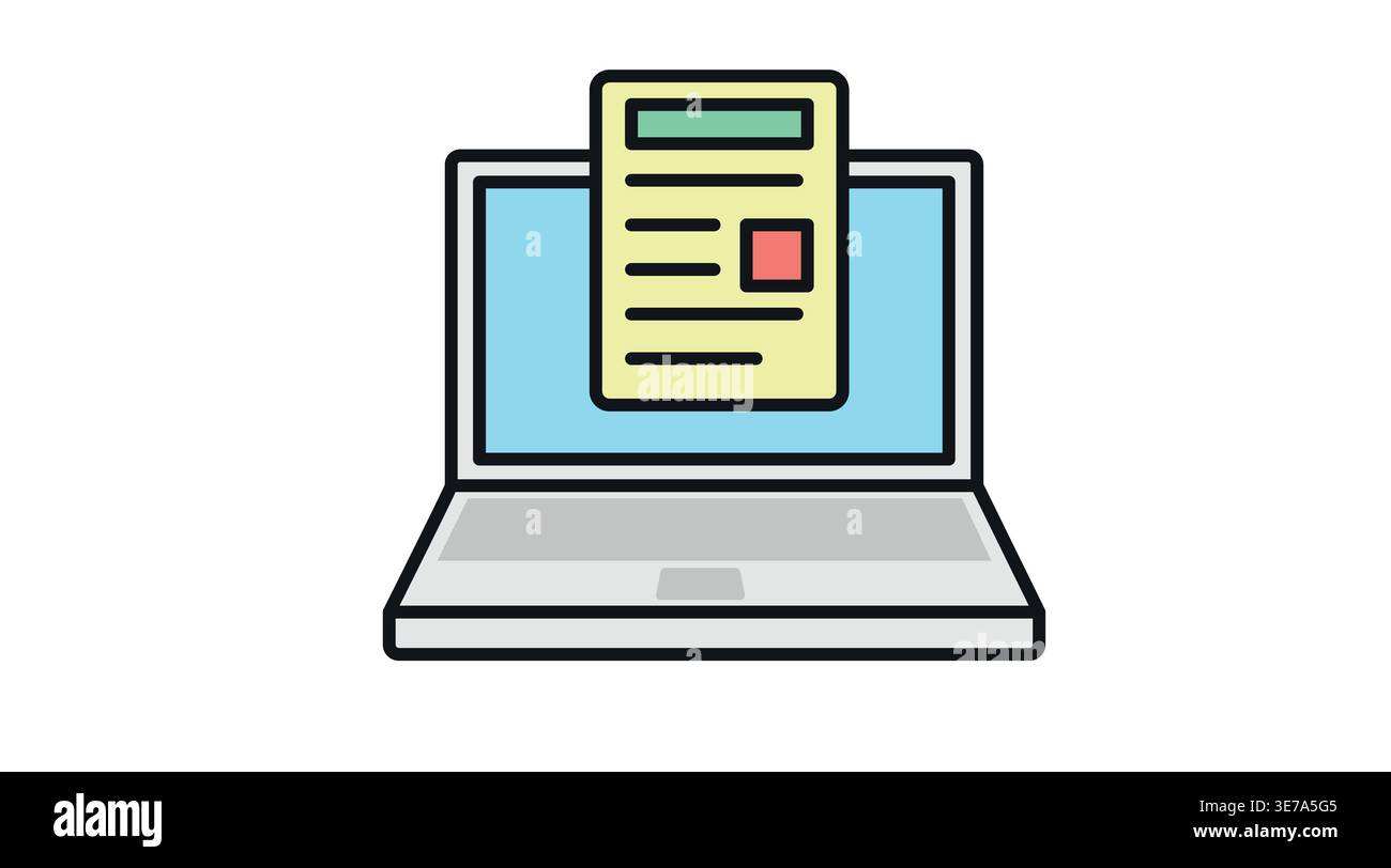 Laptop digital document and office work icon Stock Vector