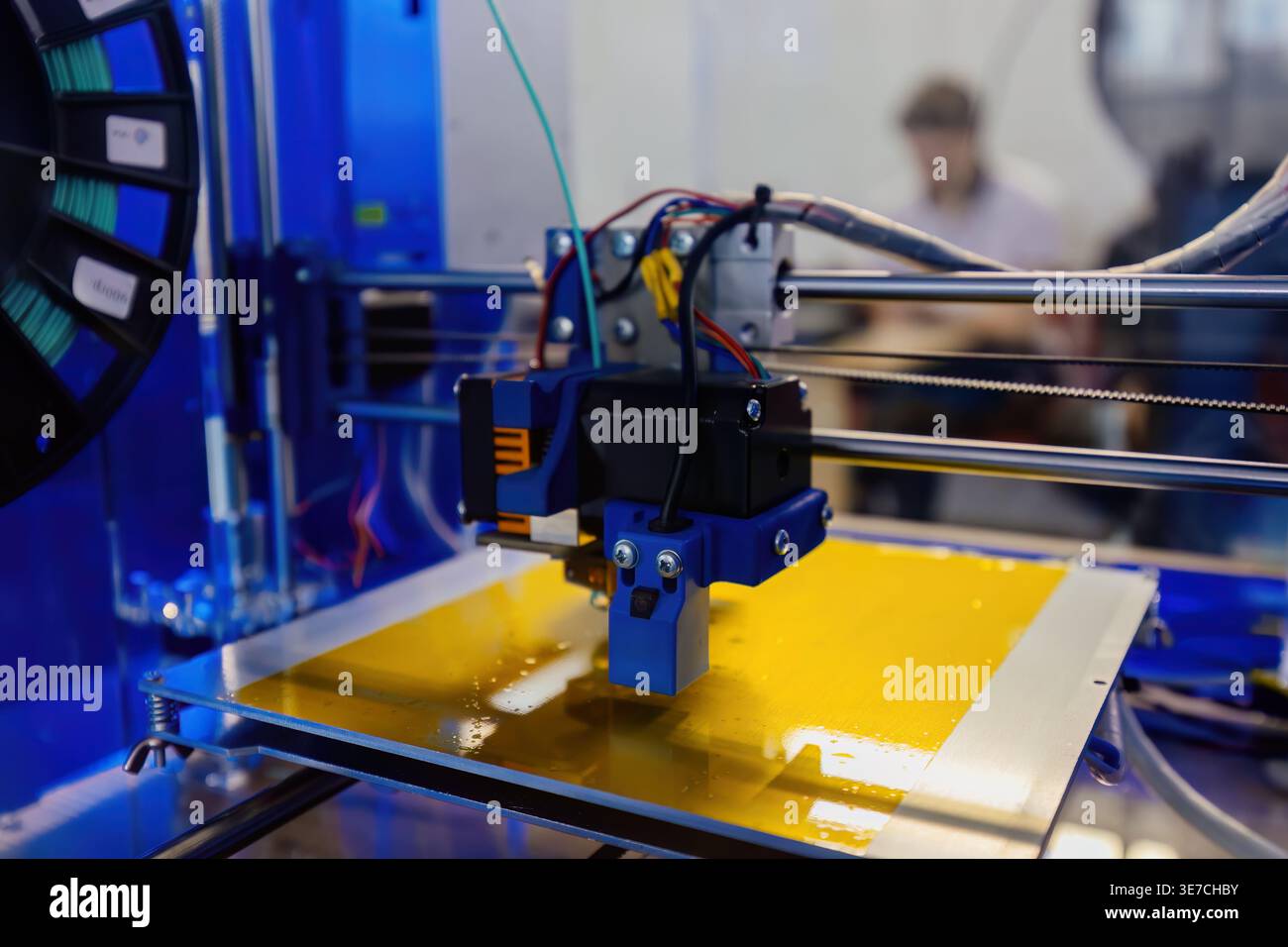 3D printer, close up, selective focus. Stock Photo