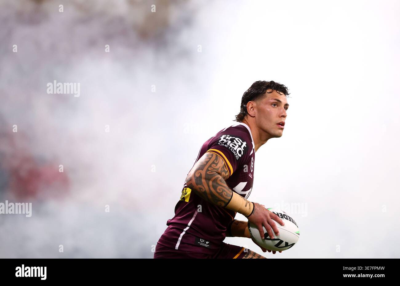 Jordan Riki of the Broncos looks on during the NRL Round 6 match ...