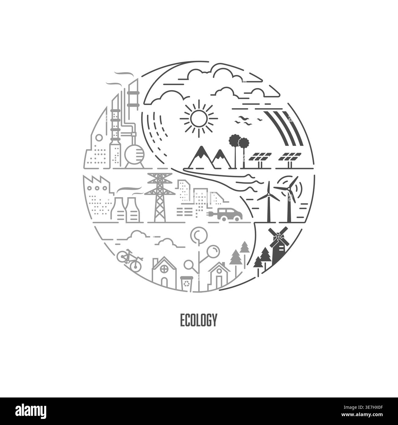 concept of ecology system and environment conservation, graphic of Yin ...