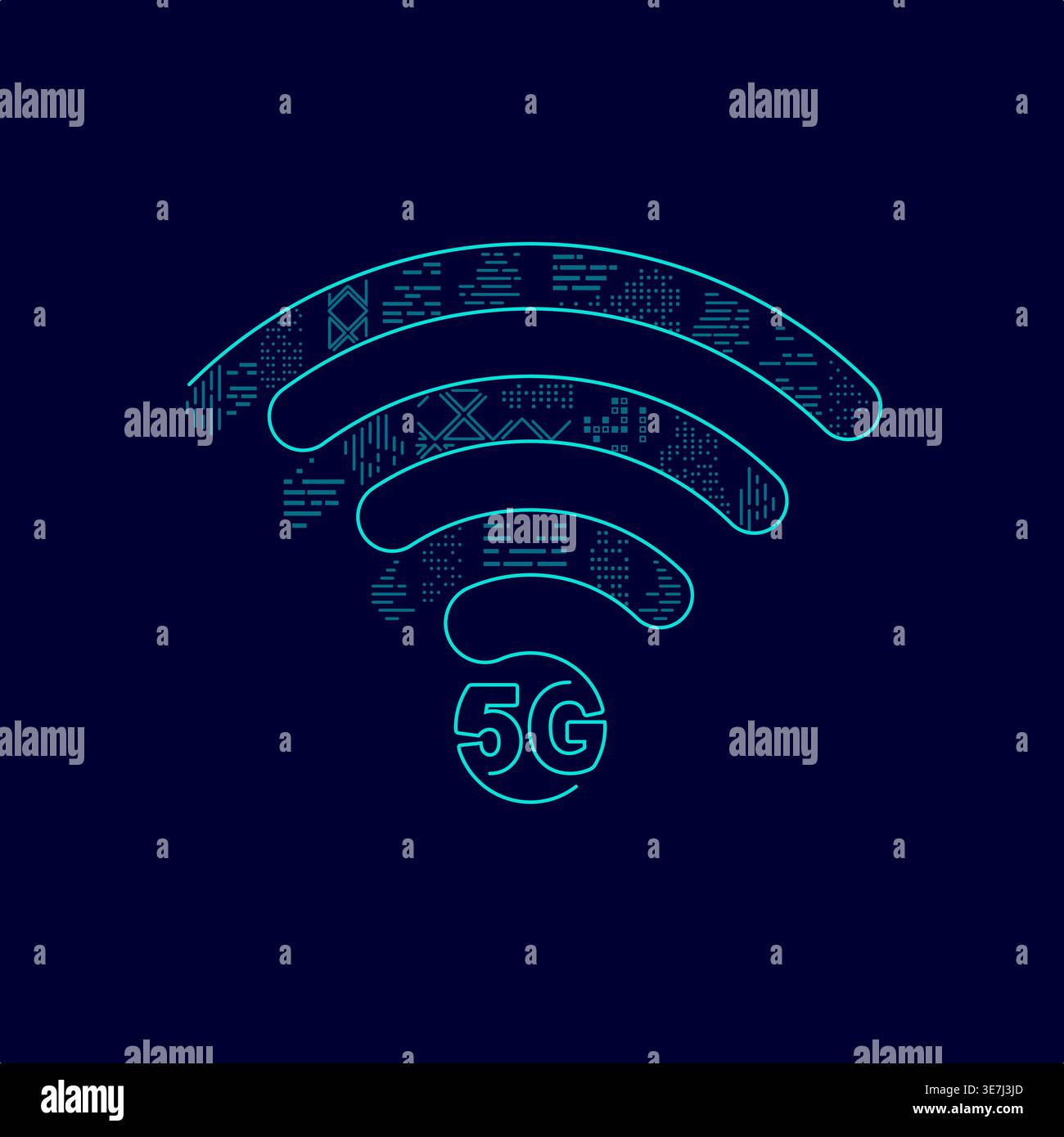 concept of 5g technology, graphic of wifi symbol combined with building Stock Vector