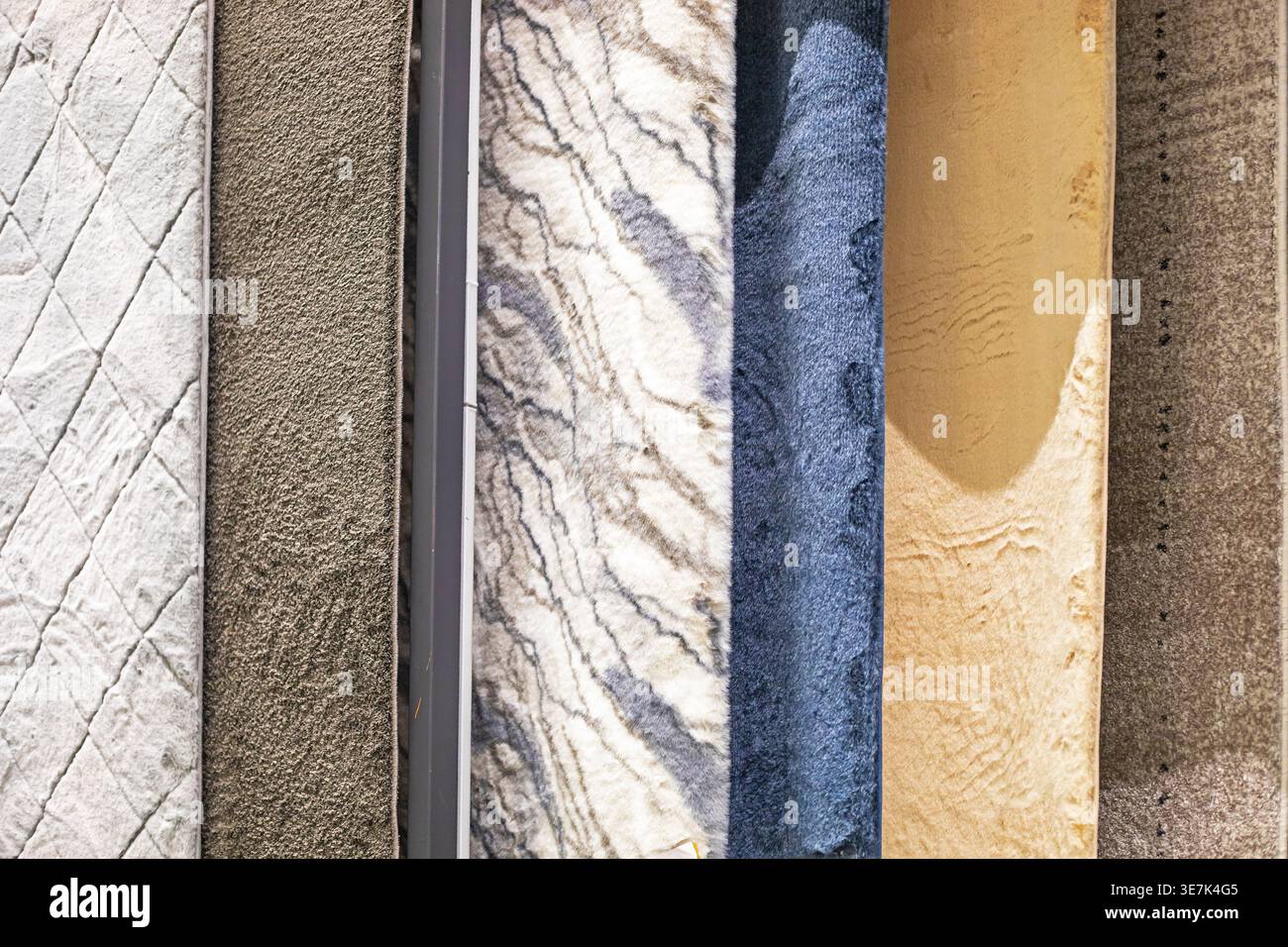 Various carpet samples with textures and patterns Stock Photo