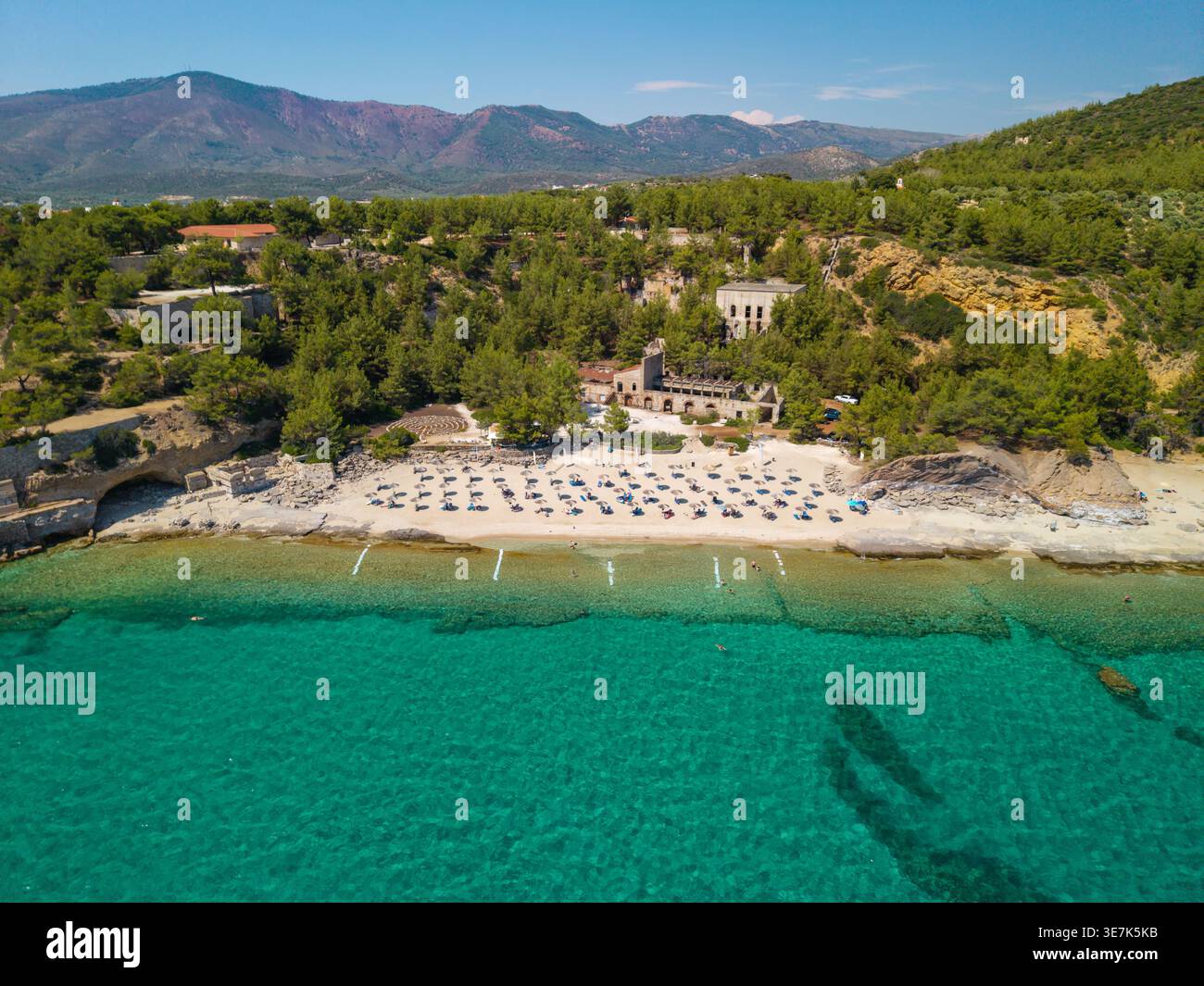 Aerial view of the Metalia Beach, Limenaria, Thassos island, Greece Stock Photo