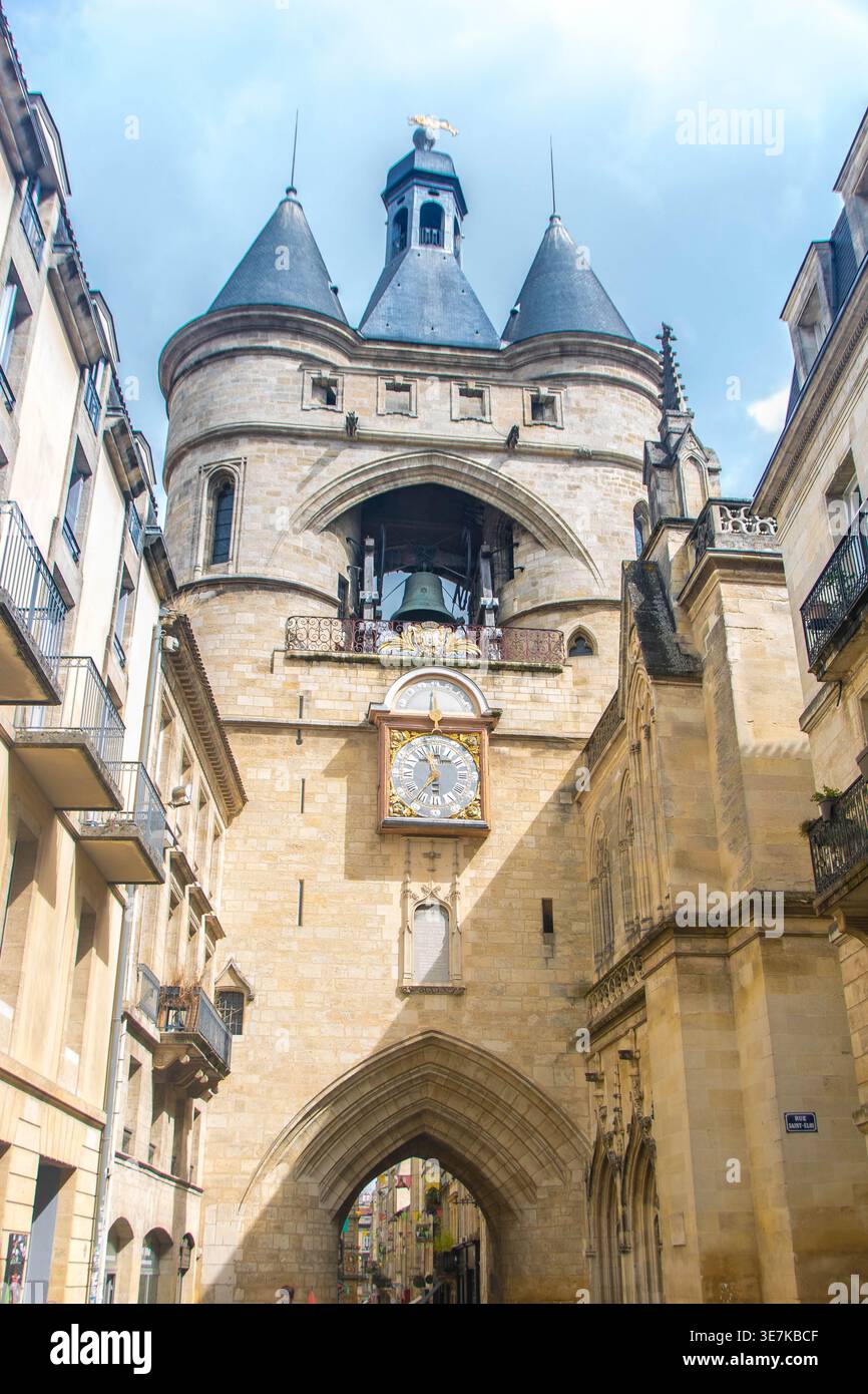 At Bordeaux, France, On 08,30,25, The medieval Porte Cailhau gate, historic monument in the old town. Stock Photo