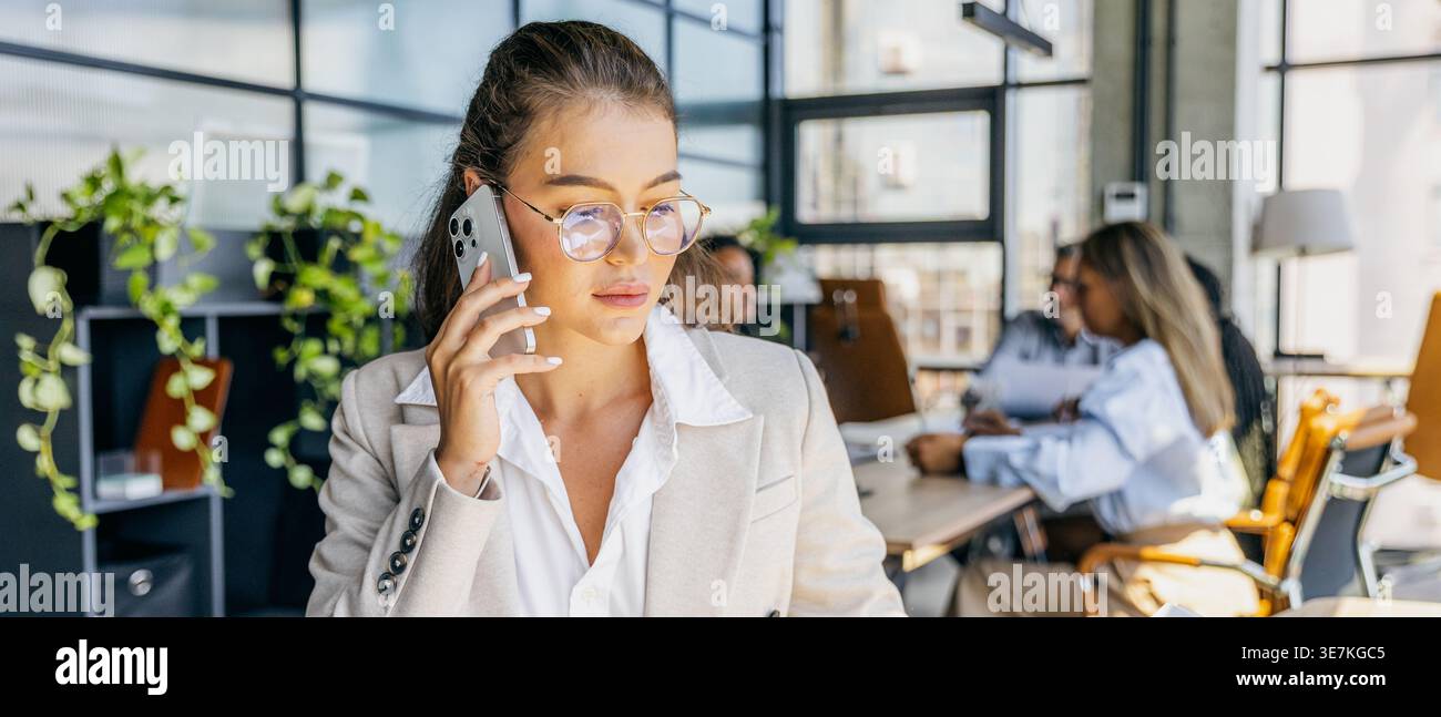 Business leader analyzes key campaign performance indicators Stock Photo
