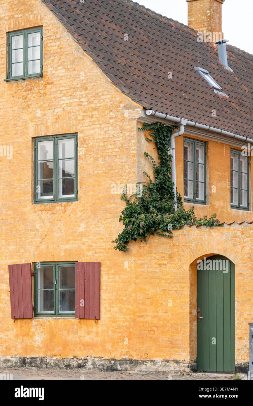 Traditional Yellow Brick House Facade, Vintage European Architecture ...