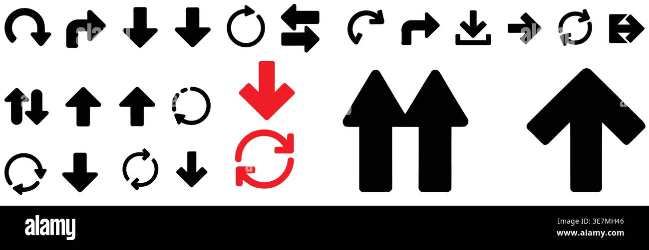 Arrow Icons Collection, Direction, Navigation, and Interface Arrows Set Stock Vector
