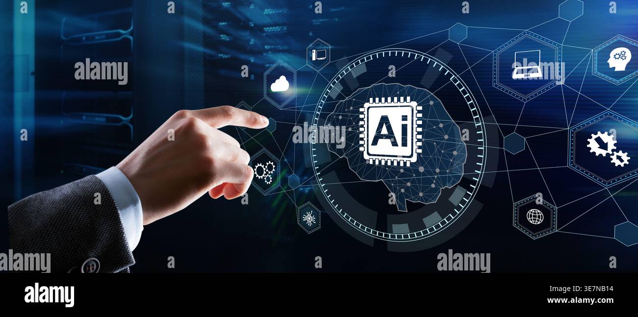 AI Chip Artificial Intelligence Semiconductor Technology for Neural Network Processing and Data Analytics. Stock Photo