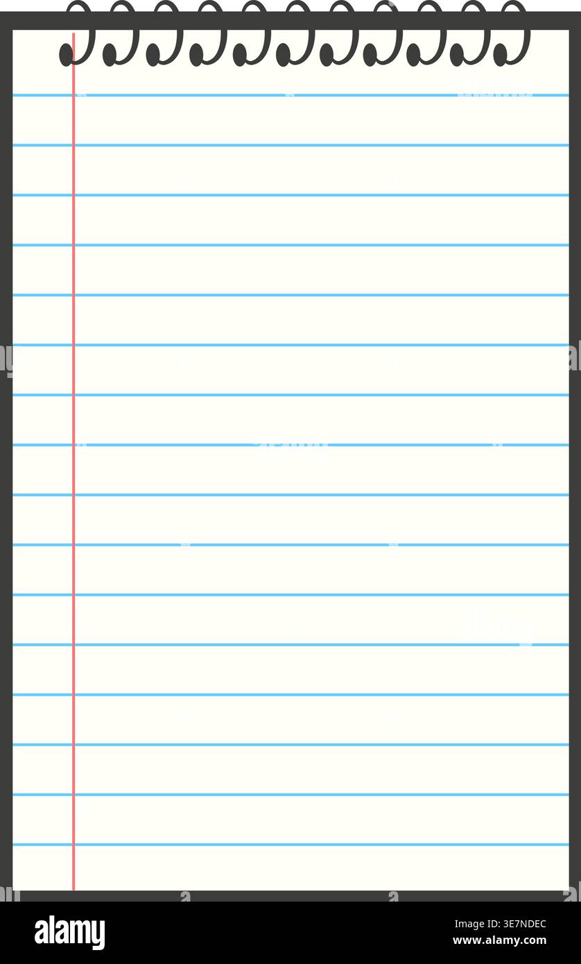 Spiral notebook layout. Notepad with template lines Stock Vector