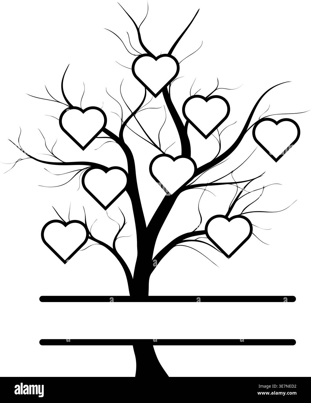 Tree with frames on the wall. Object with photo frames Stock Vector
