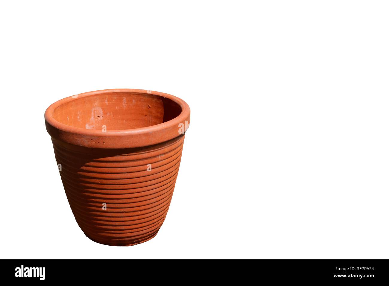 Empty Flowerpot Isolated on White Background with Copy Space Stock Photo