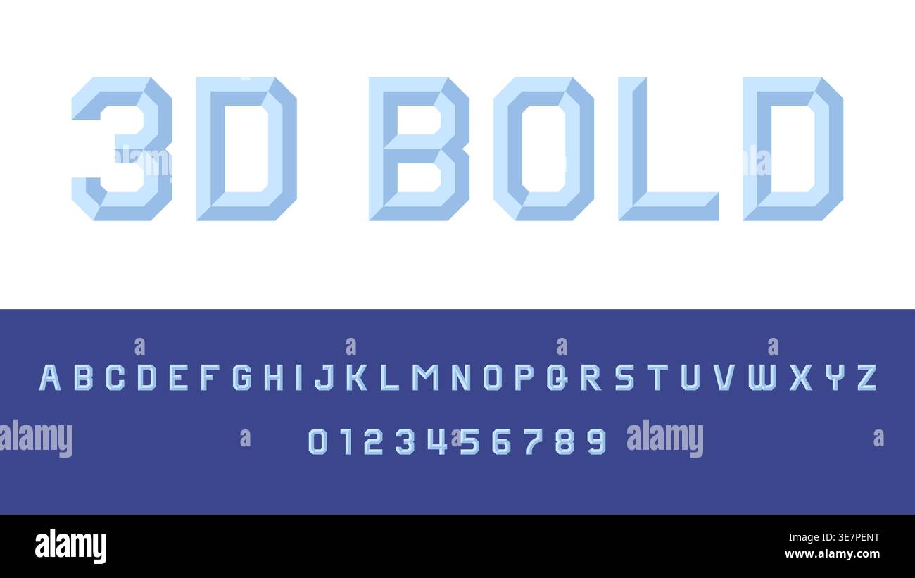 3D Bold Font Alphabet Typography Design Vector Illustration Stock Vector