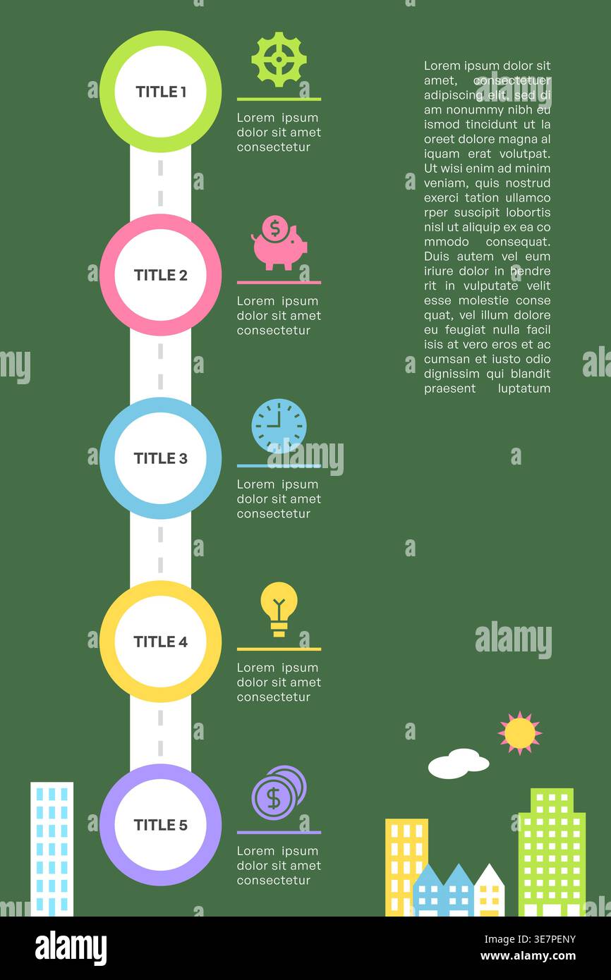 Roadmap Infographic with Step by Step Business Timeline Design Vector Illustration Stock Vector