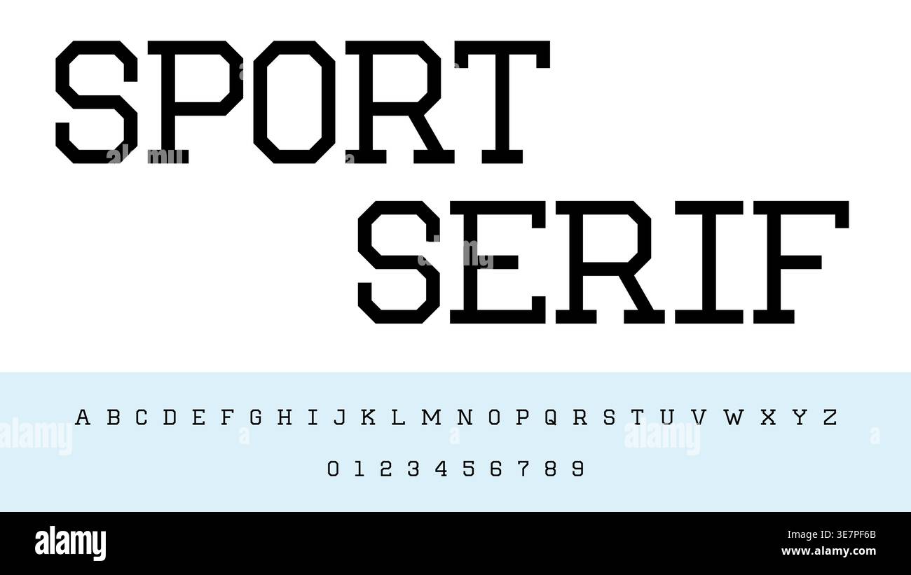 Sport Serif Alphabet Typeface Vector Illustration Design for Athletic Headline, Classic Style, and Bold Typography Stock Vector