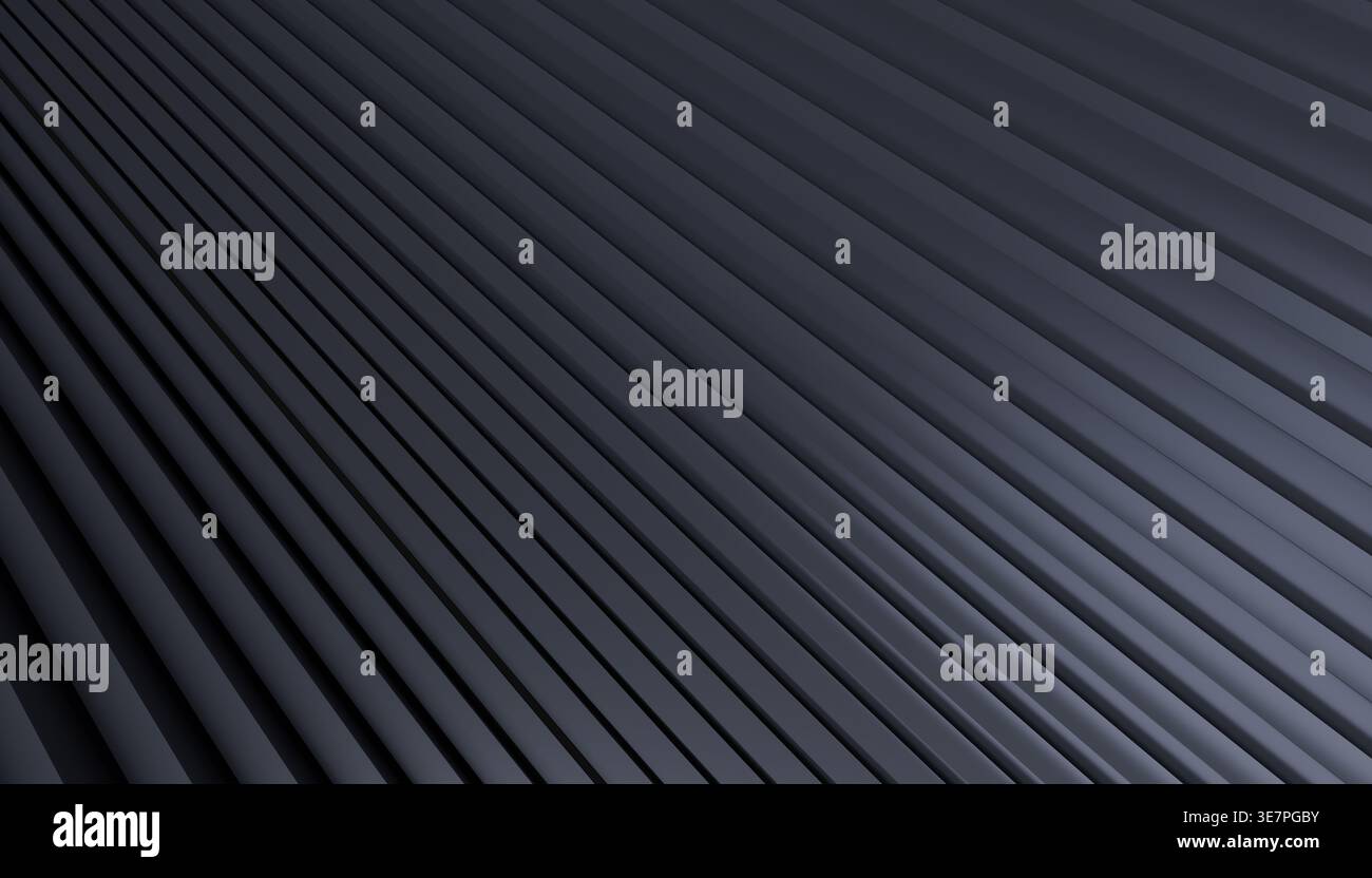 Abstract dark gray background with parallel diagonal lines and three dimensional rendered texture effect Stock Photo