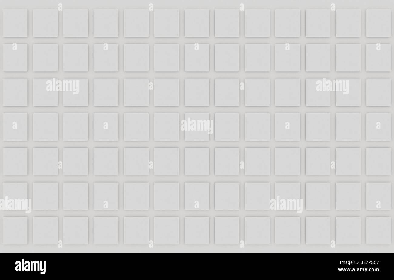 Abstract white grid background with 3d square tiles Stock Photo
