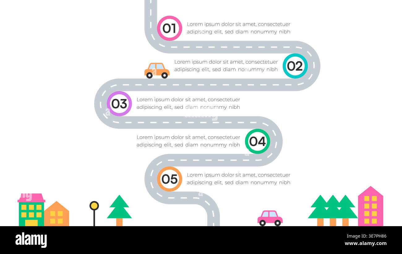 Minimalist Roadmap Infographic with Sequential Steps and Icons Vector Illustration Stock Vector