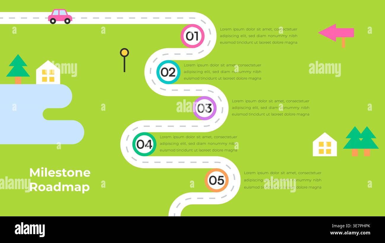 Milestone roadmap infographic green hi-res stock photography and images ...